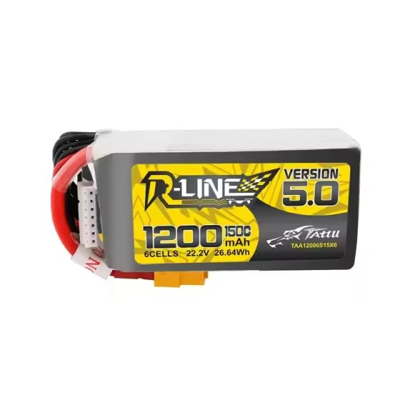 Tattu R-Line Version 5.0 V5 1200 1400mAh 150C 6S 22.2V Battery XT60 Plug Racing Drone RC Quadcopter
